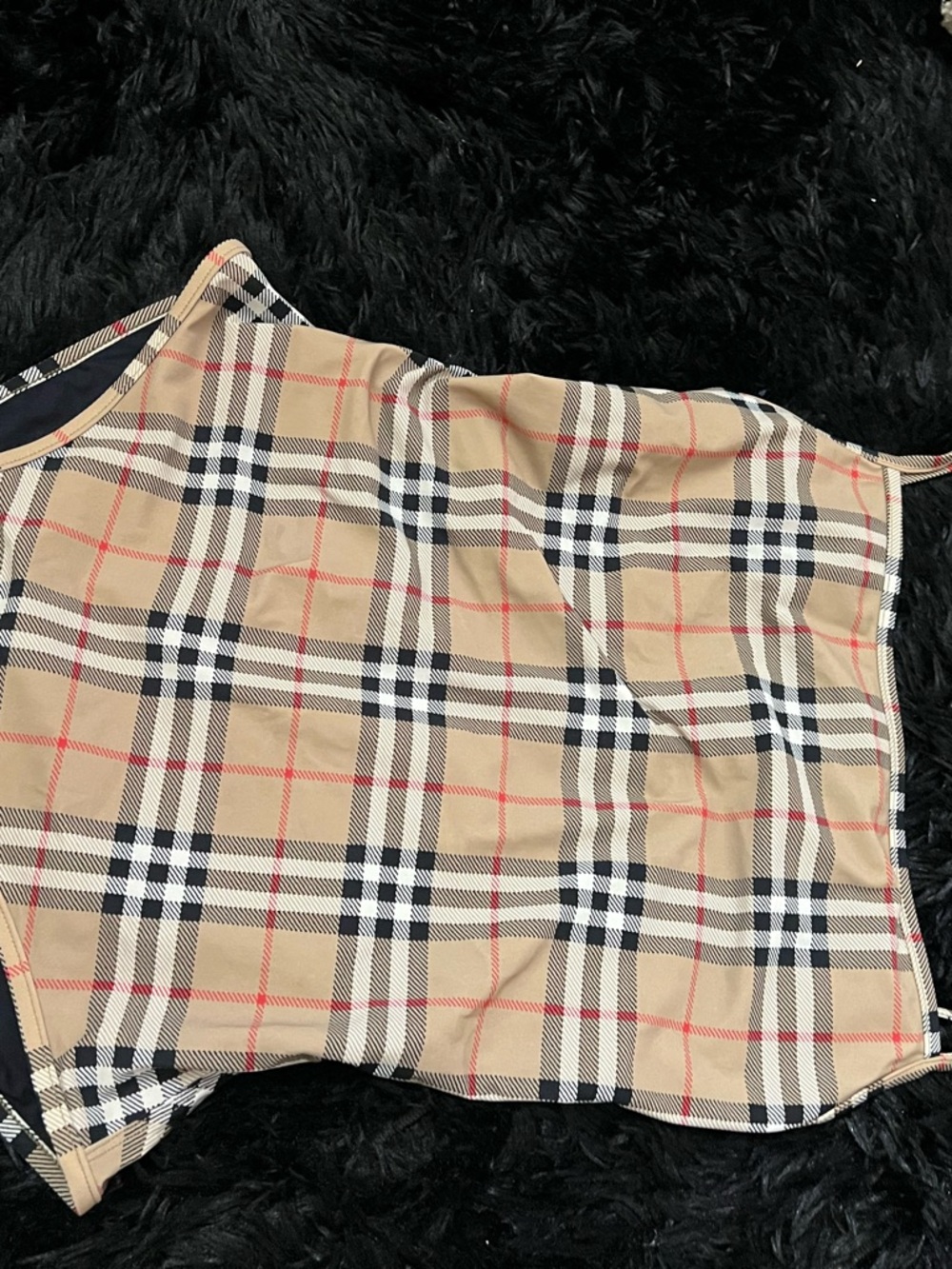 Burberry Beige Black Red Classic Check Slip Dress